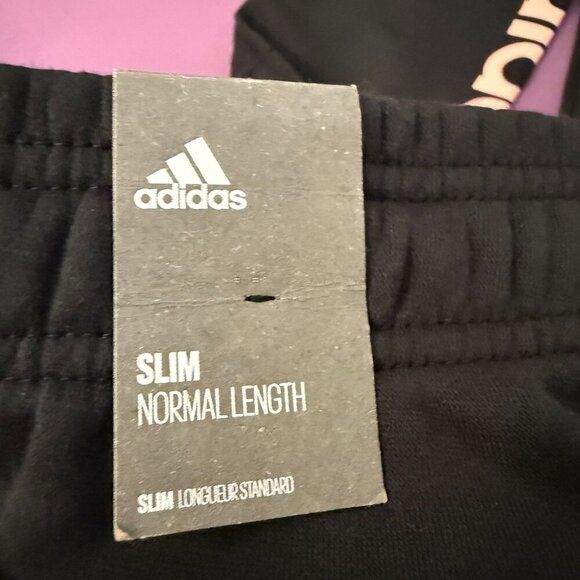 NWT - Adidas Fleece Joggers with Salmon ish Logo size L Slim, Normal Length - Picture 3 of 8